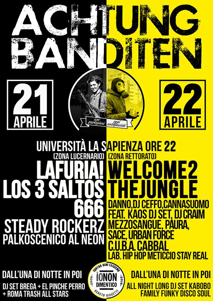 21 – 23 APRILE //ACHTUNG BANDITEN ANTIFASTIVAL #IONONDIMENTICO 10 anni di RENATO