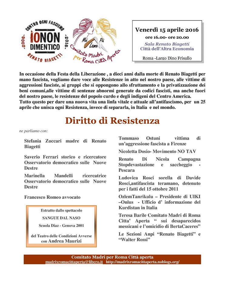 15 APR // Diritto di Resistenza – Madri per Roma Città Aperta